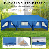 HOTEEL Party Tent 10x30 Pop Up Canopy Tent with 8 Sidewalls, Wheeled Bag, 4 Weight Bags, Easy Setup Outdoor Tent for Backyard Party with Extra Height, Waterproof UPF50+ Event Tent for Patio, Blue Hoteel
