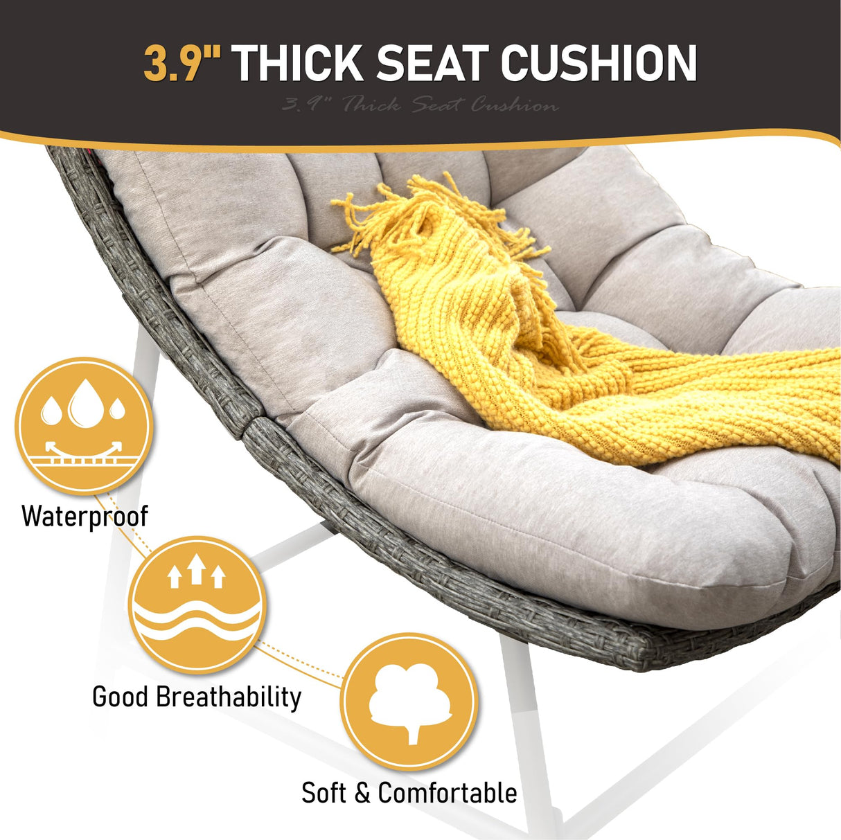 Sophia & William Outdoor Papasan Chairs with Cushion and Frame, Comfy Patio Chairs, Oversized Padded Lounge Chairs Set of 2, 350Ibs Capacity, Indoor & Outdoor Use Sophia & William