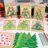 Justforjoyful 24 Sets Christmas Card Making Craft Kit for Kids 3D Christmas Tree Cards Crafts DIY Handmade Greeting Card Holiday Xmas Art and Crafts Supplies for Christmas Home Classroom Activities Justforjoyful