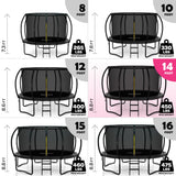 Trampoline for Kids and Adults - 8Ft 10Ft 12Ft 14FT Trampoline with Net - with Bonus Sprinkler and LED Lights/ASTM Certified/Extra Sturdy Recreational Outdoor Trampolines JOYBERRI