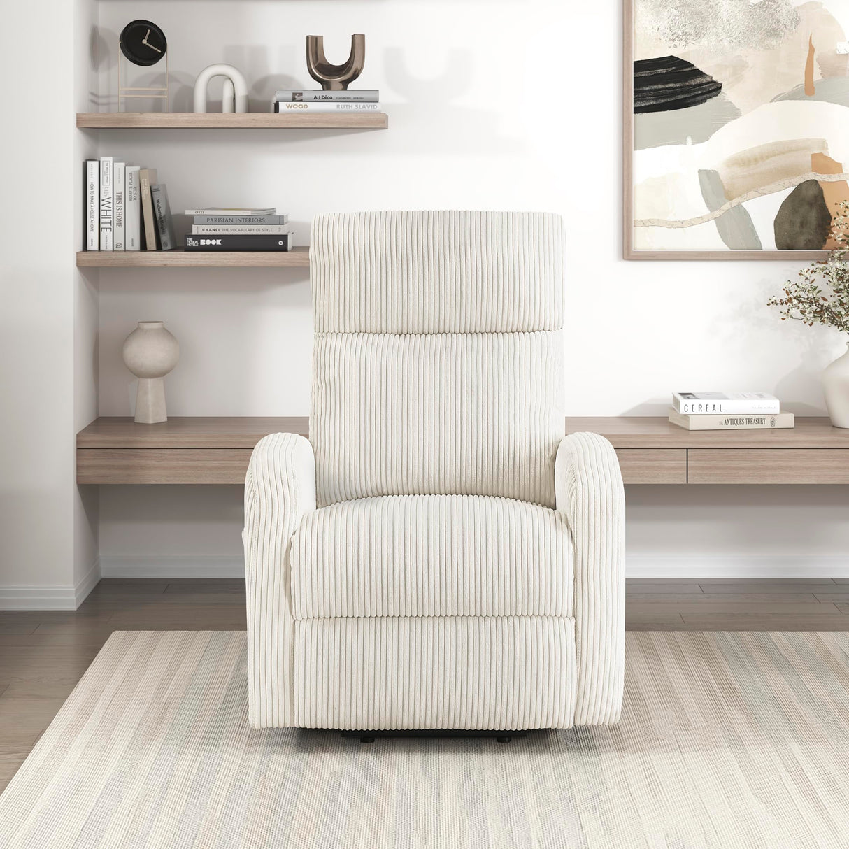 Lexicon Power Lift Recliner Chair for Elderly with Remote Control, Gentle Lift Motion, Side Pocket Armrest, Corduroy Upholstered Electric Recliner for Living Room/Bedroom, Easy Assembly, Beige Lexicon