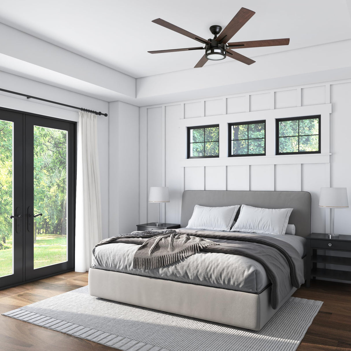 Honeywell Ceiling Fans Kaliza Modern 56 Inch Ceiling Fan with Light, Remote Control Fan, LED Indoor Fan with 6 Blades, Gray Oak and Light Oak Blade Finish Options, Bronze (51036-01) Honeywell Ceiling Fans