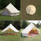 Dream House Outdoor Waterproof Cotton Canvas Family Camping Bell Tent (Beige Cotton Canvas Tent, Diameter 5 meter) Dream House