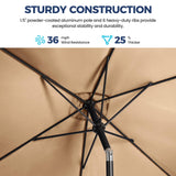 SUNVIVI OUTDOOR 6.5 x 10 Ft Rectangular Patio Umbrella Aluminum Pole, Outdoor Table Market Umbrella with Crank, 6 Steel Ribs, Polyester Canopy, Light Brown SUNVIVI OUTDOOR