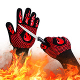 BBQ Fireproof Gloves, Grill Cut-Resistant Gloves 1472°F Heat Resistant Gloves, Non-Slip Silicone Oven Gloves, Kitchen Safe Cooking Gloves for Oven Mitts,Barbecue,Cooking, Frying,13.5 Inch-Red DKHDBD