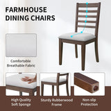 P PURLOVE 7 Piece Extendable Dining Table Set, Wooden Rustic Extendable Table with 18" Move Leaf and 6 Piece Upholstered Chairs for Dining Room, Kitchen (Brown) P PURLOVE