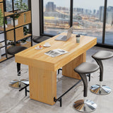 FUXJUM 63 Inch Wide Bar Table with Footrest Counter Height Pub DiningTable for 4-6 People Farmhouse Bar Unit for Home Kitch,Dining Room FUXJUM