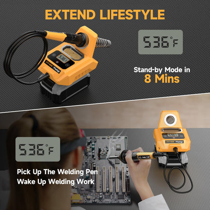 Cordless Soldering Station for Dewalt 20V Max Battery - Electric Digital LCD Display Soldering Iron Station Fast Heating Up Soldering Station for DIY, Appliance Repair (Battery Not Included)