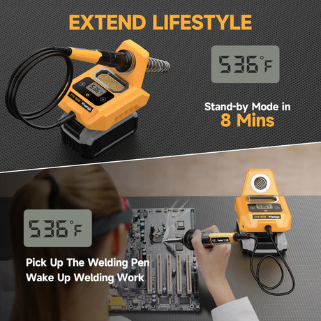 Cordless Soldering Station for Dewalt 20V Max Battery - Electric Digital LCD Display Soldering Iron Station Fast Heating Up Soldering Station for DIY, Appliance Repair (Battery Not Included) Wisehigh