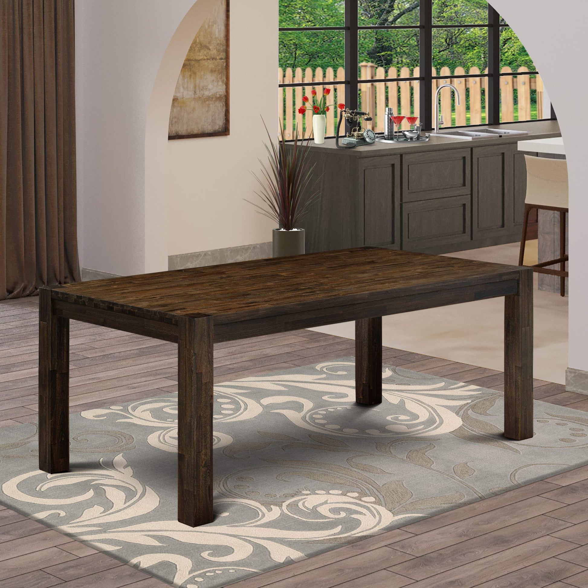 East West Furniture LM7-07-T Lismore Modern Dining Rectangle Rustic Farmhouse Table, 40x72 Inch, Jacobean - WoodArtSupply