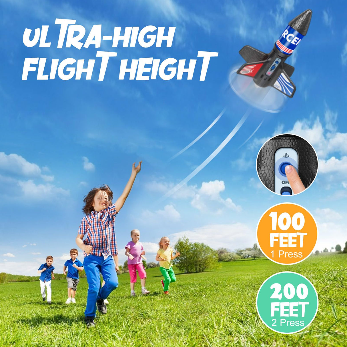 Rocket Launcher, 200 Feet of Flight Altitude, Model Rocket Kits with Launch Set, Ultra-high Flying Rocket, Rocket Toy, Outdoor Toys for Ages 8-13, Birthday Gift for Kids Boys & Girls Rceico