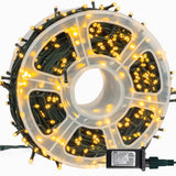 FUNPENY 164FT 500 LED Christmas Indoor Outdoor Decorative String Lights, 8 Modes Waterproof Green Wire LED Fairy Light for Christmas Party Wedding Garden Home Decoration (Warm White) FUNPENY