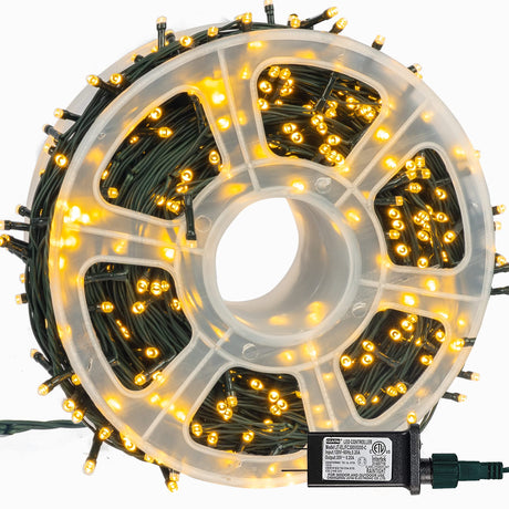 FUNPENY 164FT 500 LED Christmas Indoor Outdoor Decorative String Lights, 8 Modes Waterproof Green Wire LED Fairy Light for Christmas Party Wedding Garden Home Decoration (Warm White) FUNPENY