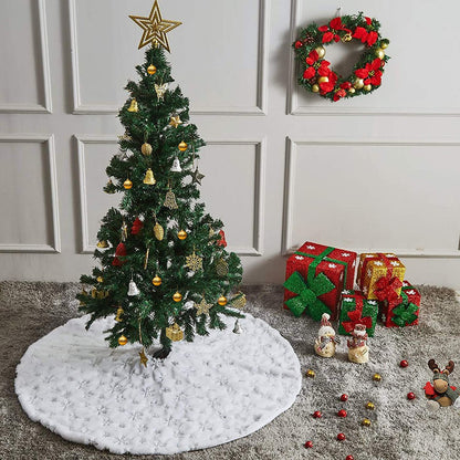 NUOGIC 36inch White Christmas Tree Skirt - for 5FT 6FT 7FT Xmas Tree Snowflake Christmas Tree Skirt