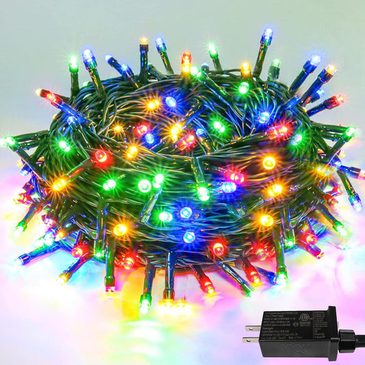 82FT 200 LED Multicolor Christmas Lights Outdoor and Indoor, Extendable Green Wire, Memory Function & Timer & 8 Modes, Waterproof Super Bright Lights for Xmas Tree Holiday Party Garden (Multicolor)