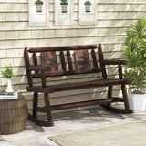 Tangkula Rustic Brown Double Rocking Loveseat for Outdoor Relaxation Tangkula