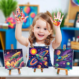 4 Pack Paint by Numbers Kit for Kids, Outer Space Color by Number Painting Kits for Kids Ages 8-12 Astronaut Paint by Numbers with Framed Canvas Children DIY Paints by Number Kits for Beginners 8x8 In AILIBUT