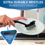 Dish Brush Set of 5 with Convenient Holder, Bottle Water Brush, Dish Scrub Brush, Scrubber Brush and Straw Brush - Kitchen Scrub Brushes Non Slip Long Handle for Sink Dishes Cup Pot Trazon