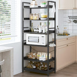 HCHQHS 6 Tier Bookshelf, Adjustable Industrial Bookcase, Vertical Tall Book Shelf, Wood and Black Metal Open Bookshelves for Home Office, Living Room, Bedroom, 70 Inch HCHQHS