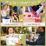 PIUH 2-in-1 Candle & Soap Making Kit for Beginners, All in one Complete DIY Craft Kit to Make Handcrafted Soap Bars + Scented Candles with Melting Pot, Wax, Soap Base, Molds, Fragrance Oils and Dyes PIUH
