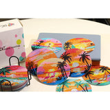 8 PCS Beach Moon Diamond Art Coasters Kits, Diamond Painting Coasters with Holder Set of 8, DIY Drink Coasters Art Crafts Supplies for Adults Cup Mat for Home Decor House Warming Gifts 3.9inch Yanfairy