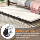 Zevemomo Twin Over Full Bunk Bed with Trundle, Metal Triple Bunk Bed with Full Length Protect 2 Side Ladders Bed Frame for Boys Girls Adults, No Box Spring Needed, Black Zevemomo