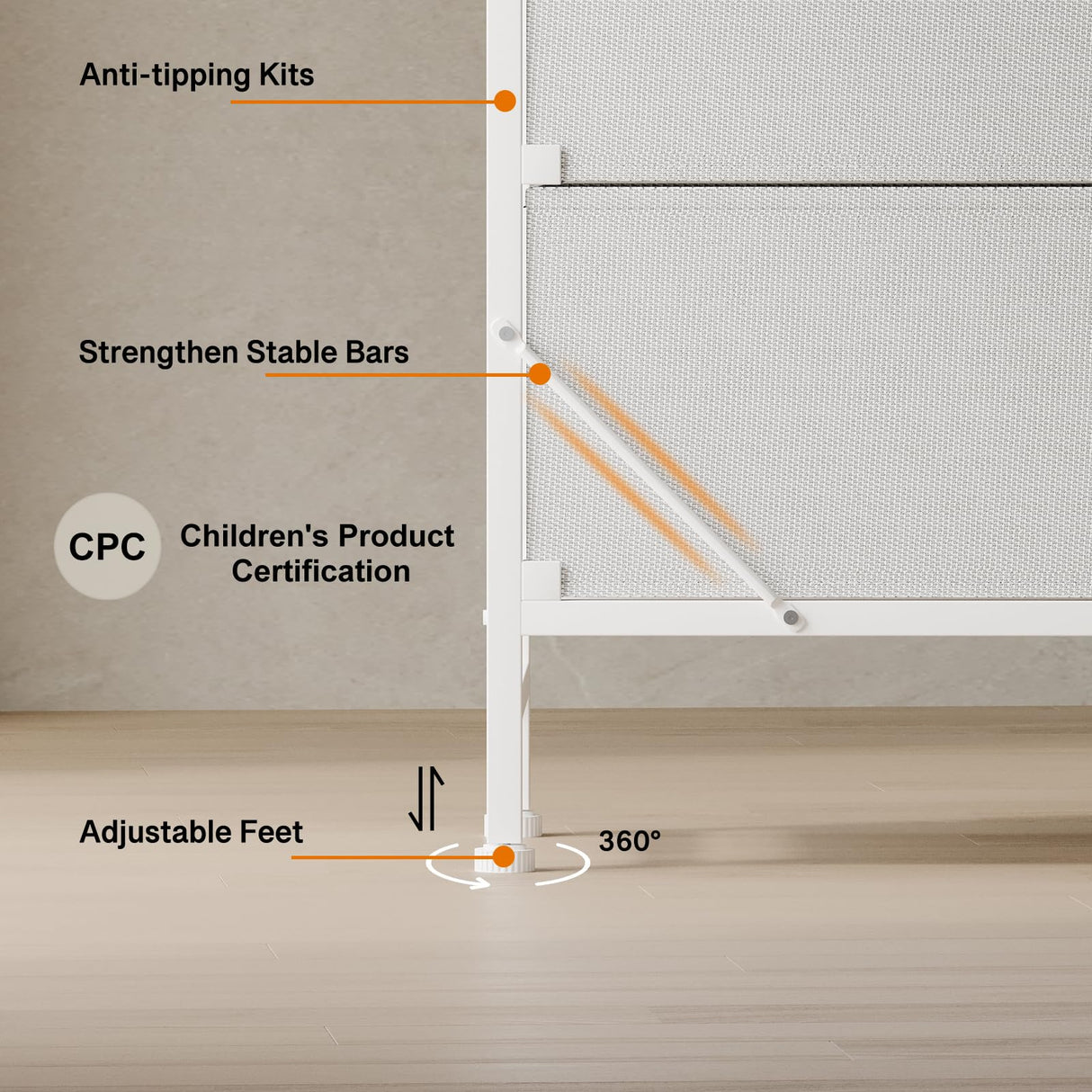 Fixwal 55 Inch Dresser TV Stand with Power Outlets and LED Lights, White Long Dresser for Bedroom with 7 Fabric Drawers, Large Dresser TV Stand for Up to 65 Inch TV, Chest of Drawers for Bedroom White Fixwal