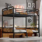Twin XL over Twin XL Bunk Beds for Kids and Teens , Industrial Heavy-Duty 2 IN 1 Metal Convertible Bunk Bed with Ladder and Slats Support ,15.9" High Guard Rail,Space-Saving ,Noise Reduced,Black Mirightone