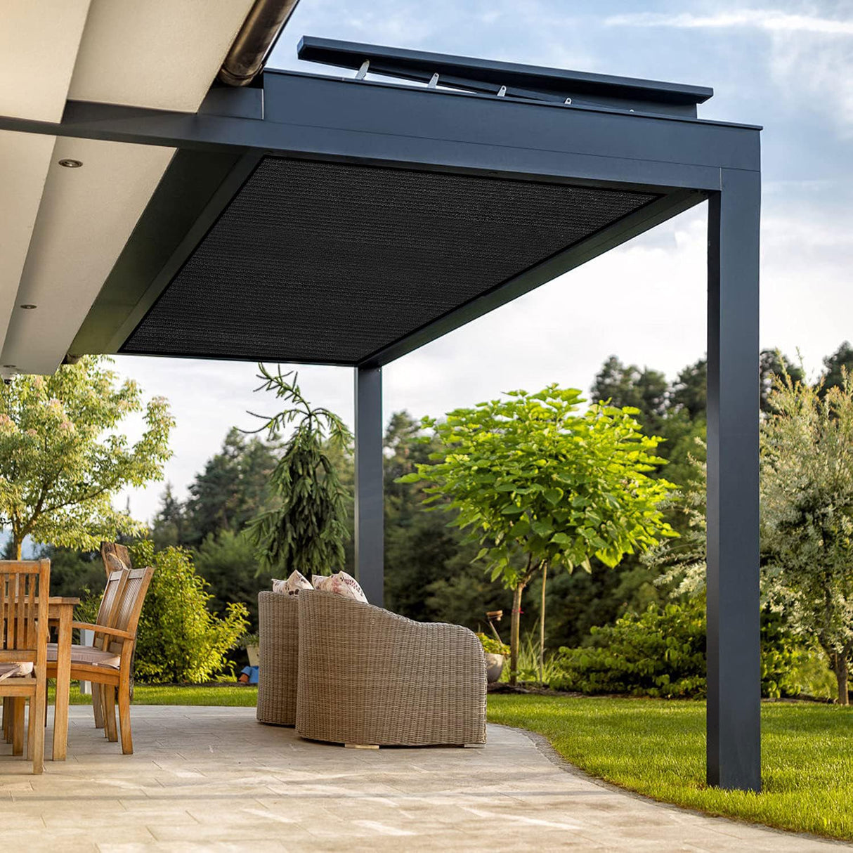 VICLLAX 90% Shade Fabric Sun Shade Cloth Privacy Screen with Grommets for Patio Garden Pergola Cover Canopy 16x20 FT, Black VICLLAX