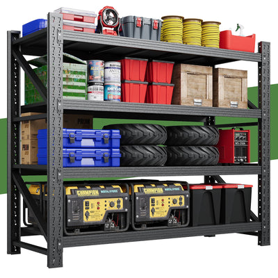 STANI 70" H 3000LBS Capacity Heavy Duty 4-Tier Adjustable Shelves Metal Garage Shelving Industrial Shelves Heavy Tools Utility Rack Shelf for Basement/Garage/Warehouse/Shop Black 48" Wx24 Dx69 H