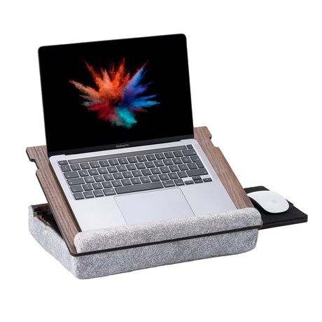 Vigo Wood Laptop Tray - Lap Tray with Cushion, Laptop Table for Sofa, Lap Desk for Laptop, Adjustable Laptop Stand for Bed, Laptop Desk Stand, Laptop Lap Tray for Bed, Laptop Bed Table (Walnut) Vigo Wood