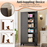 pozdeg 75" H Tall Metal Storage Cabinet with 4 Doors, Metal Kitchen Pantry Cabinet with 4 Adjustable Shelves, Freestanding Cupboard for Kitchen Dining Room Living Room Bathroom (Black) pozdeg