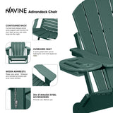 NAVINE Adirondack Chair Set of 4, HDPE Folding Adirondack Chair with Multifunctional Cup Holder, Weather Resistant Fire Pit Chair for porches, patios, poolsides, Decks. NAVINE