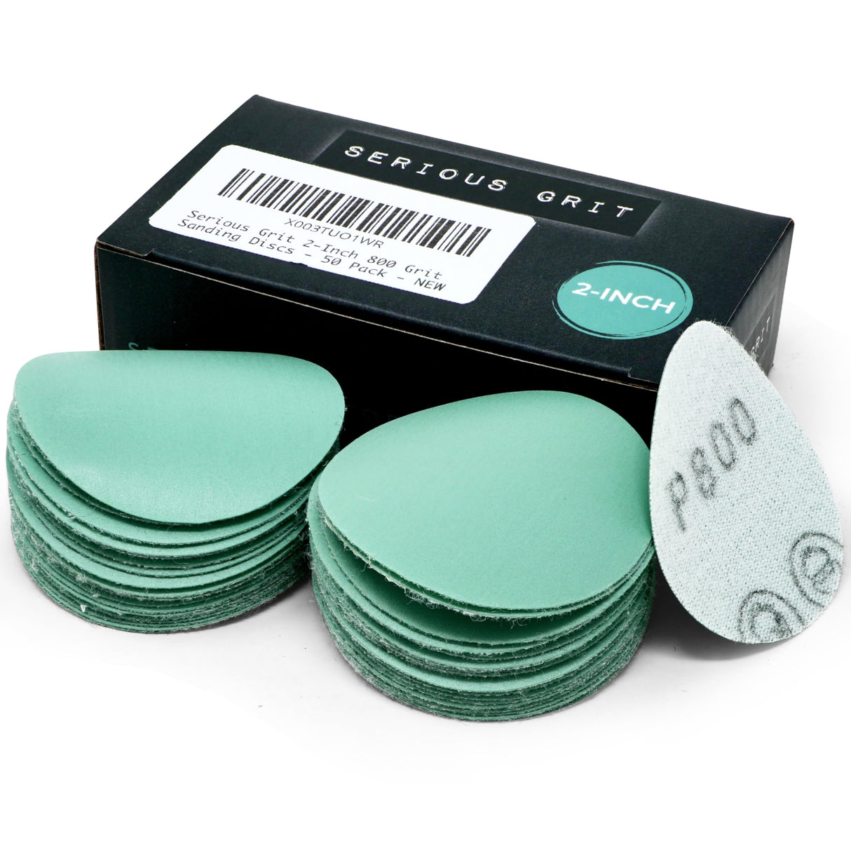 Serious Grit - 2-Inch 800 Grit Sanding Discs - Heavy-Duty Hook & Loop Film Discs - Sandpaper for Woodturning, Bowl Sanding & Power Tool Drill Attachment Sanding Pads - Pack of 50 Serious Grit