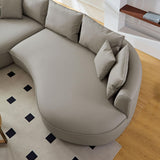 128.74" Curved Sectional Sofa, Modern Oversized Couch, Luxury Modular 5-Seater Couch with Chaise, Leathaire Upholstered Comfy Sofas for Living Room, Apartment, Office, Light Grey Left Facing M MEETAKING