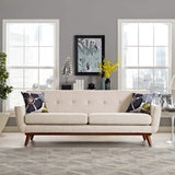 Modway Engage Mid-Century Modern Upholstered Fabric Sofa in Beige Modway