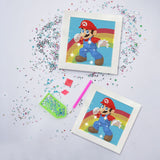 USACRAFT Cute Diamond Painting Kits Large 7x7 Natural Wooden Frame, Mosaic Kits, Sparkling Crystal Gems, Pen, Arts & Crafts Tray, Gum. Famous Characters.Art Painting Kit USACRAFT