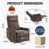 PELUMY Rocker Recliner Chair with Heat Massage - Manual Swivel Recliner for Living Room and Bedroom, 8 Vibration Points, Lumbar Heat, Glider Rocking Chair for Adults (Brown) PELUMY