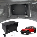 BESTAOO Under Seat Storage Lock Box Gun Safe Security Locking Organizer Compatible with 2018-2025 Jeep Wrangler JL 4 Door 4XE Interior Accessories Passenger Side Rear Underseat Storage Tray, Black BESTAOO
