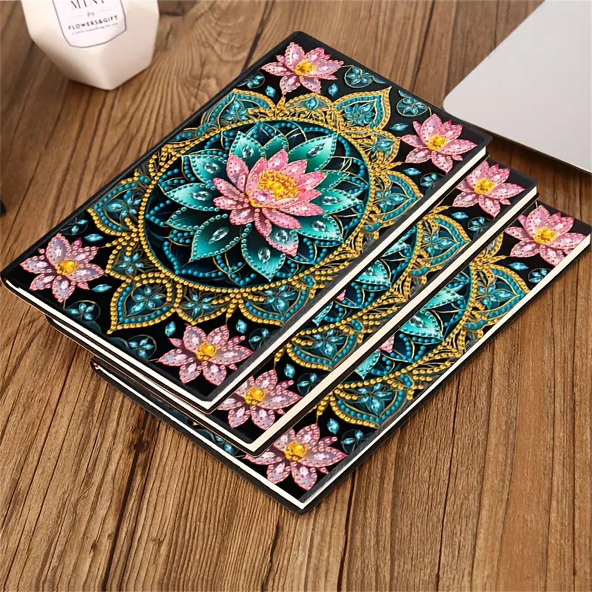 Lotus Diamond Painting Notebook for Adults, A5 Diamonds Art Journal and DIY Sketchbook, Diamond Art Kit Supplies,Gift for Beginners, Craft Lovers, Artists. (Lotus) Formeydemi