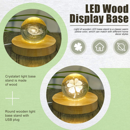 Honoson 2 Pieces Wood Light Display Base Wooden LED Display Base Crystal Glass Base Stand Wood LED Display Stand for 3D Crystal Glass Resin Art - WoodArtSupply