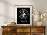 Customizable Compass Coordinates Fine Art Print | Personalized Latitude & Longitude Gift for Special Occasions, Weddings or Anniversary (Black) DREAM BIG PRINTABLES