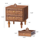 Sylphorium Nightstand, Farmhouse Bedside Table with 2 Drawers and Metal Handles, Wood Sofa Side Table End Table Accent Dresser for Bedroom, Living Room (Walnut) (15.75 x 16.02 x 18.15 Inch) Sylphorium