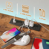 GYIIYUO LED TV Stand with 6 Fabric Drawers and Power Outlet for 65 70 75 Inch TVs, Entertainment Center with Open Storage Shelves, Dresser TV Stand for Bedroom/Living Room, Rustic Brown GYIIYUO