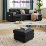 TYBOATLE Black Faux Leather Sofa Couch Sectional Couches for Living Room, 3 Piece Living Room Set Furniture Comfy Modular Convertible Sofas with Ottoman, Home Office Sofa Set TYBOATLE