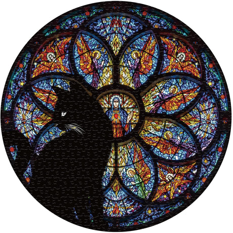 Stained Glass Cat Puzzle for Adults 1000 Piece, Colorful Religious Christian Jigsaw Puzzle, Kitty Kitten Mandala Puzzle BBOLDIN