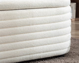 DM Furniture Storage Teddy Ottoman Bench Upholstered Fabric Storage Bench End of Bed Stool with Safety Hinge for Bedroom, Living Room, Entryway, Closet(44.5-inch, White) DM Furniture