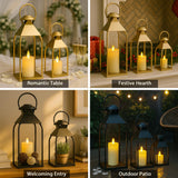 Decorative Metal Lanterns Indoor Outdoor, Candle Holder for Porch, Patio, Fireplace, Floor, Wedding, Christmas, Fall, Holiday, Farmhouse Table Centerpiece (Black, Set of 2 15.7" 12") ZLFart