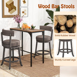 COSTWAY Bar Stools Set of 4, Upholstered Farmhouse Bar stools with Cushioned Seat & Backrest, Solid Wood Legs, Footrest, 26” Counter Height Swivel Stools for Kitchen Island, Pub (4, 26'' Seat Height) COSTWAY
