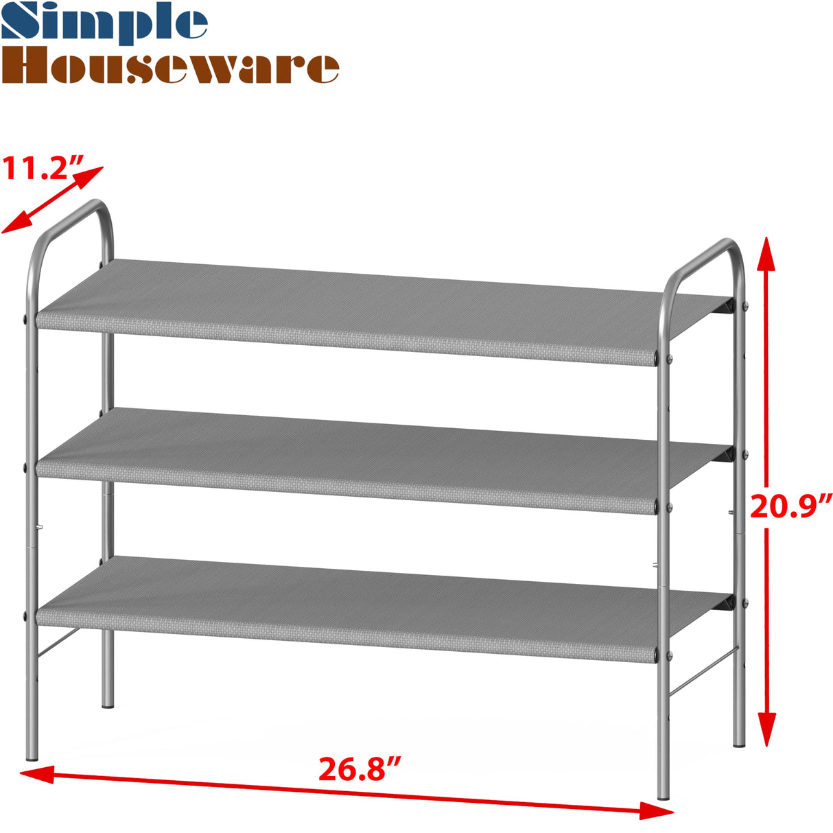 Simple Houseware 3-Tier Shoe Rack Storage Organizer, Grey Simple Houseware